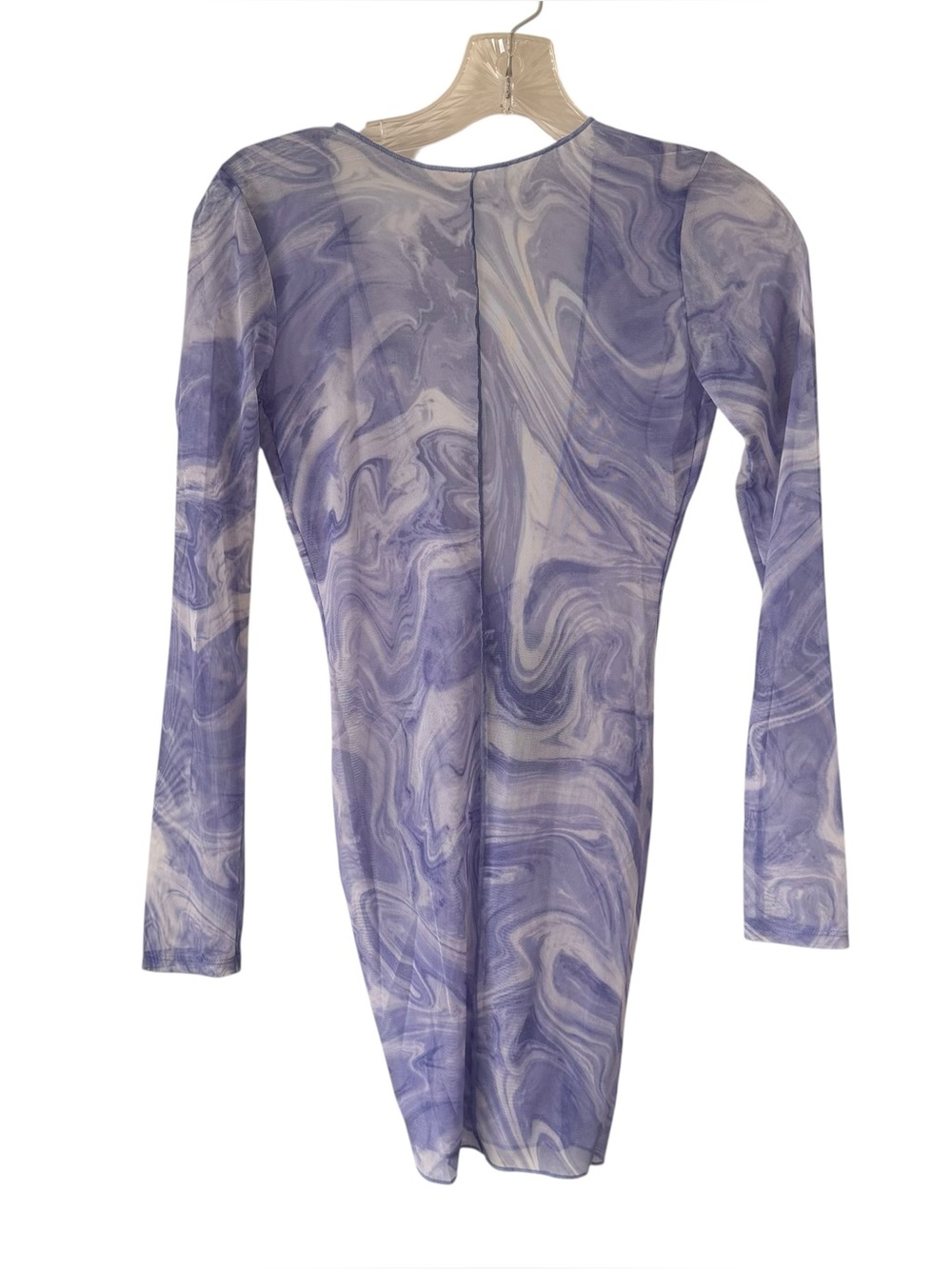 NWT naked wardrobe blue marble print mesh long sleeve cover up small